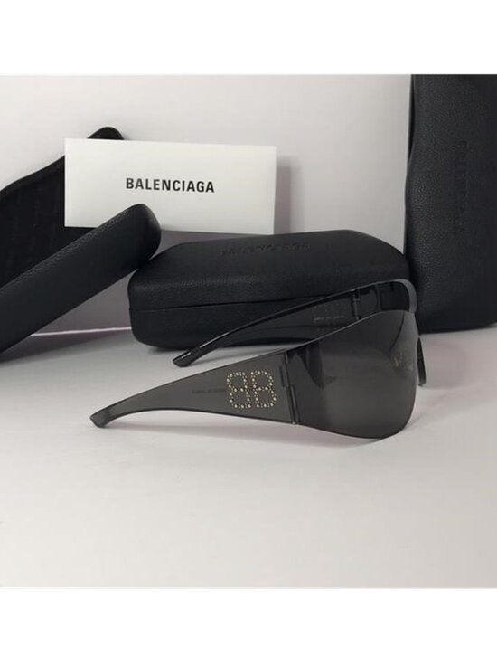 New - Balenciaga BB0122s 004 Women\'s Black Mask Round Sunglasses main image 2